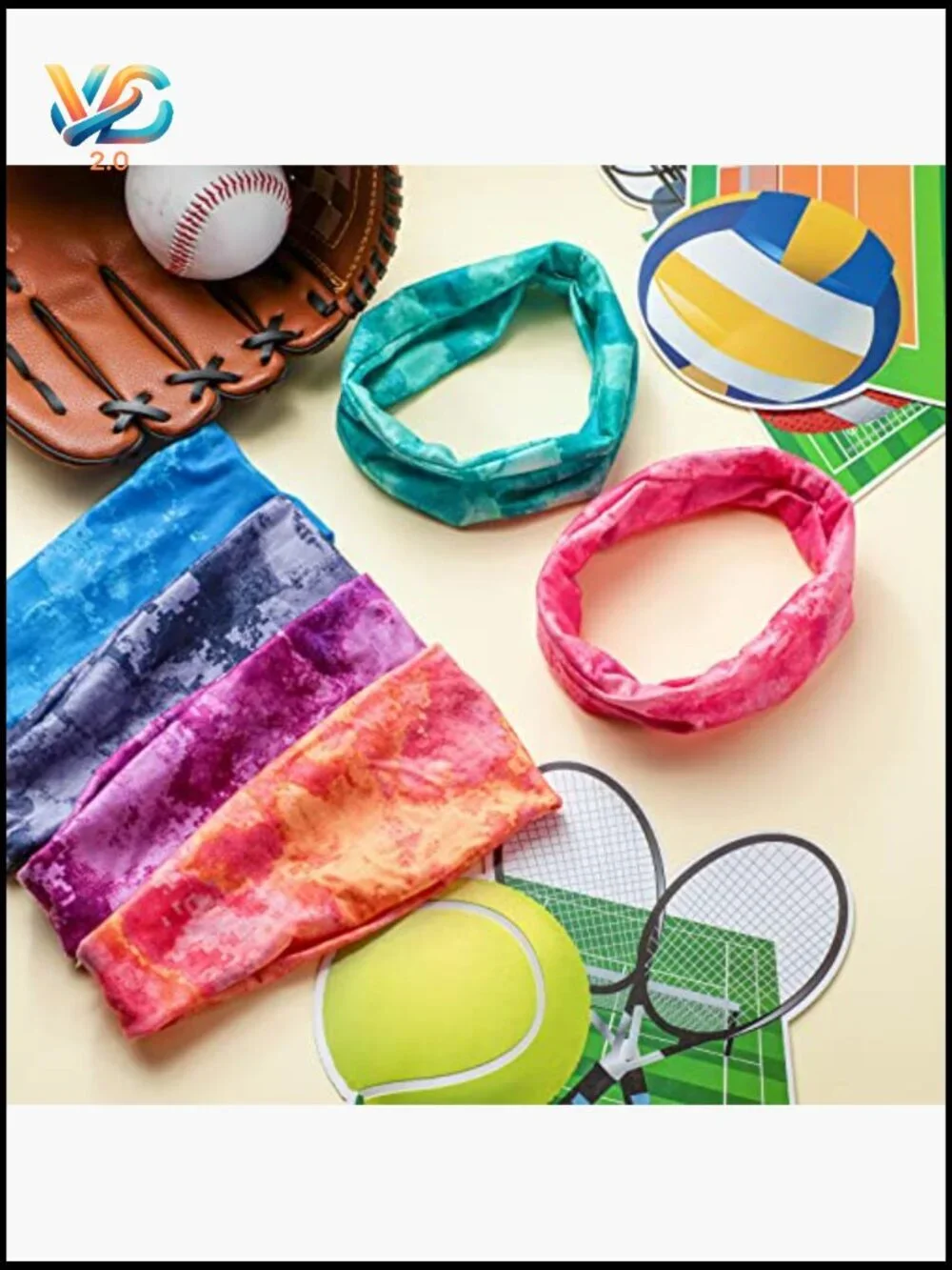 6-Pack Kids Athletic Sweatbands Tie Dye Elastic Wicking Headbands Sports